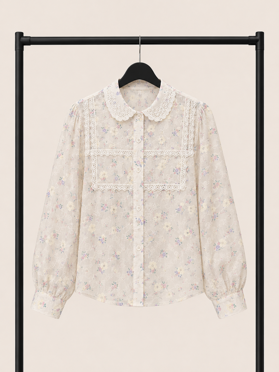 شومیزخامه دوزیJILAI FASHION یقه گیپور وارداتی